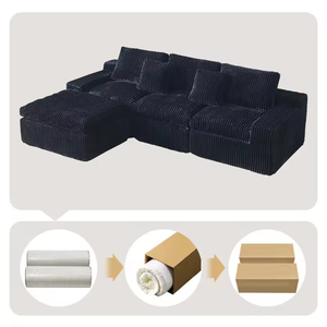 Sofá Cama Moderno de Lujo en Terciopelo en Forma de L, con Funciones Ajustables y Diseño Duradero para Sala de Estar, Sofá sin Estructura - Product Image 5