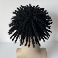 Sistem Rambut Dreadlock Hitam Grosir untuk Pria, Topper Berbahan Kulit, Wig Dread Locs dengan Basis Poli, Toupee Pria dengan Rambut Pendek