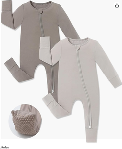 Personalización de Fábrica |   Pijama de Bambú con <span class=keywords><strong>Manoplas</strong></span>, Cierre de Cremallera Bidireccional, Pijama para Bebé Niño, Mono Antideslizante para <span class=keywords><strong>Dormir</strong></span> y Jugar - Product Image 1