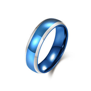 Titanium Steel <b>Ring</b> Two Tone Mirror Finish Unisex Fashion Jewelry Gift Black Gold Blue Silver Color Geometric Shape - Product Image 5