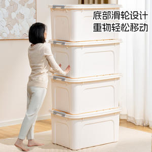 กล่องเก็บของขนาดใหญ่แบบใส หนา ทนทาน กล่องพลาสติกจัดระเบียบเสื้อผ้า รูปทรงสี่เหลี่ยม สีพื้น กล่องใช้ในบ้าน มีฝาปิด สามารถวางซ้อนกันได้ - Product Image 5