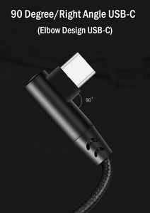 Cable de Datos USB Tipo C a USB Tipo C con Ángulo Recto de 90 Grados, Trenzado de Nailon Premium, Carga Rápida PD de 60W para Teléfono y Tableta - Product Image 3