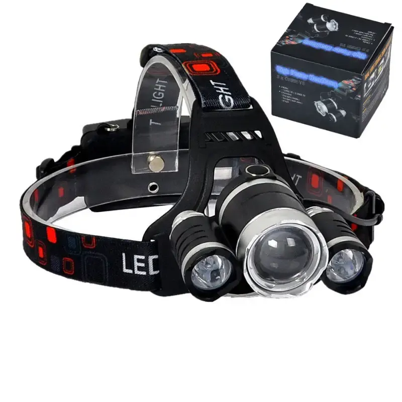Camping Strong Light T6 LED Rechargeable Headlamp Zoomable 4 Modes Tactical Headlight High Power Waterproof Head Torch