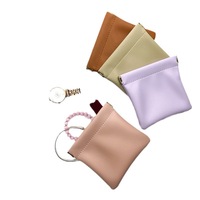 Sac cosmétique de poche en cuir PU pour le voyage Pochette en PU avec fermeture à pression Organisateur de bijoux Sac de rangement Porte-monnaie Rouge à lèvres