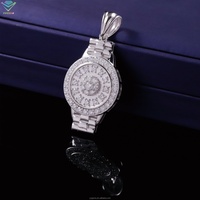 Pendentif médaillon rond entièrement serti de diamants pour homme, en argent 925, diamant Moissanite VVS, bijou de mode Hip-Hop