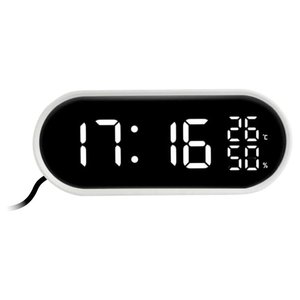 JUSTAMINUTE <b>Digital</b> Multifunction Touch Alarm <b>Clock</b> Snooze Temperature Display Minimalist Design Plastic Material White JE5110B - Product Image 1