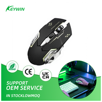 Souris de jeu sans fil Keywin OEM à double mode rechargeable 7D LED 2,4 GHz, DPI réglable 1600, pour ordinateur portable et ordinateur de bureau