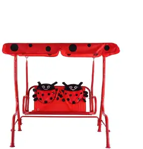 红色甲虫图案设计 2 人孩子庭院秋千椅子儿童门廊长椅天篷