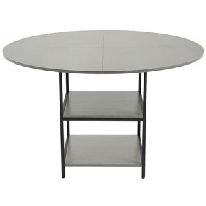 Round <b>Dining</b> <b>Table</b> 47 Inch Grey Wood <b>Top</b> Metal Base Modern Minimalist Design For 4-6 People Home Furniture - Product Image 1