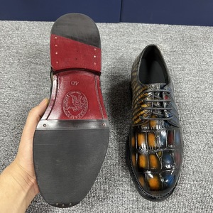 Zapatos Formales de Hombre en Cuero de Cocodrilo Genuino con Degradado de Color |   Zapatos de Vestir de Lujo Brillantes en Dos Tonos |   Zapatos Oxford de Oficina de Talla Grande - Product Image 6