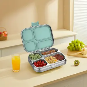 Klassische All-In-One stapelbare Edelstahl-Bento-Lunchbox für Kinder auslaufsicher Chill Lonchera Fiambrera infantil Fun-Drucke