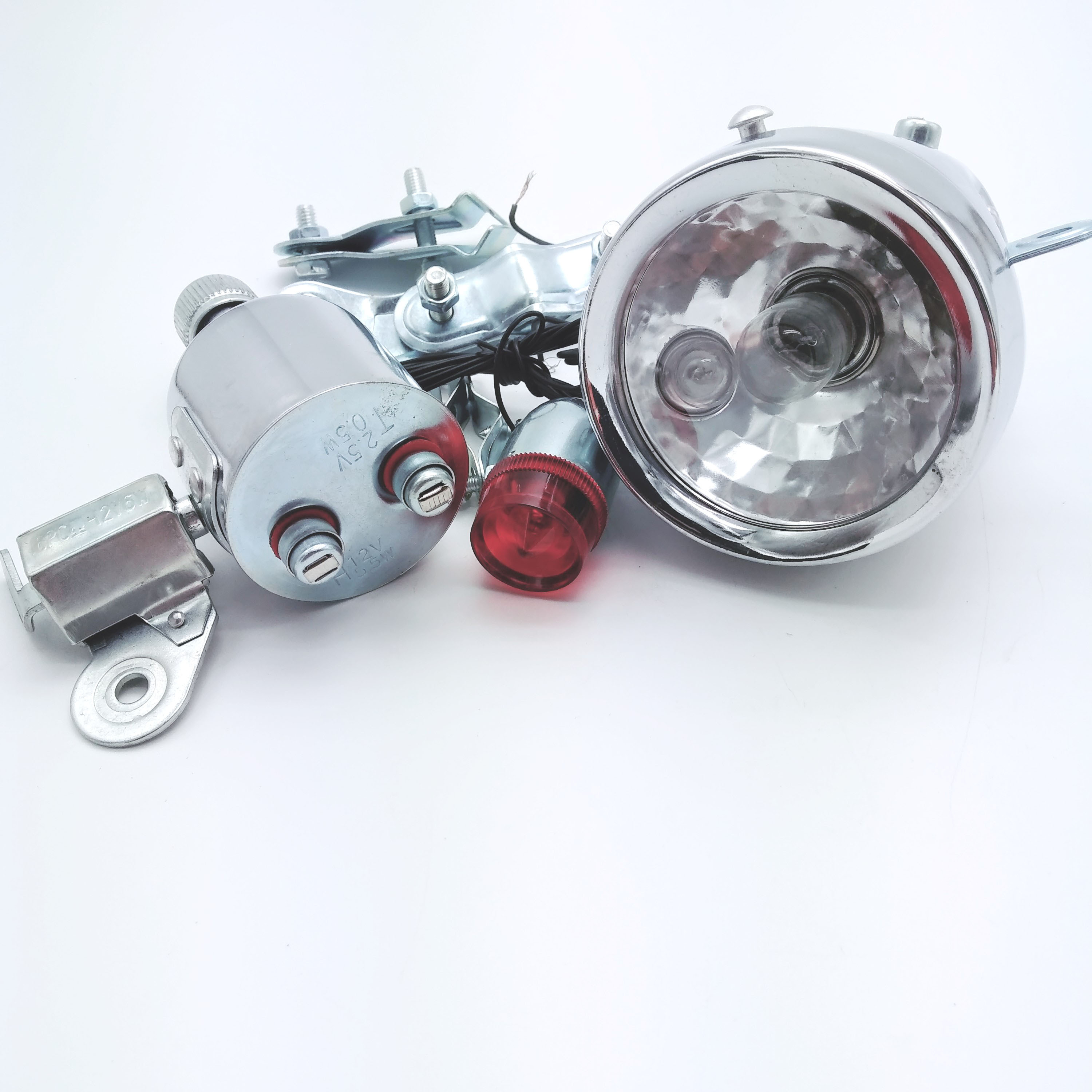 Kit De Luces Para Bicicleta Con Dinamo De Fricción - 12V 6W, Incluye Faros Delanteros Y Traseros