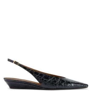 Nouvelles sandales d'été 2026 pour femmes, grande taille, noires, texture croco, bout pointu, talon compensé, à bride arrière, chaussures de bureau pour femmes, EU 34-4 - Product Image 2