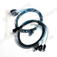 Câble de raccordement SFF-8643 vers 4 SATA, câble Mini SAS HD 7 broches SATA pour serveur, carte RAID HBA, NAS, HDD, SSD