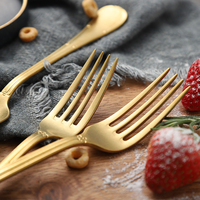 Antique Vintage Stonewashed Stainless Steel Gold Cutlery Matt Bulk Golden Flatware