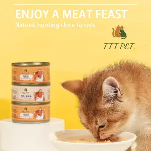 TTT 85g Hühner thunfisch Kiemen Nasse Snacks Andere Tiernahrung Hochwertige weiße Fleischs uppe Konserven für Katzen