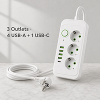 Multiprise sur mesure aux normes européennes, 3 prises, double 10A, avec rangement rotatif pour câbles et ports USB