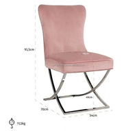 Chaise de salle à manger de luxe avec bouton velours tissu X jambe en acier inoxydable hôtel chaises de salle à manger Restaurant dîner chaise en gros