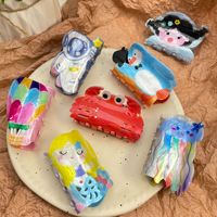 Pince à cheveux en acrylique motif fruit de dessin animé, pince à cheveux française pour femmes et filles, accessoires de printemps, maintien solide pour cheveux épais ou fins