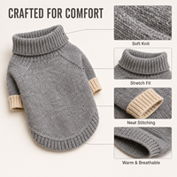 Pull pour chien personnalisé en tricot doux à carreaux, col roulé, 8 couleurs, chaud pour l'hiver, écologique, vêtements de Noël personnalisés pour animaux de compagnie