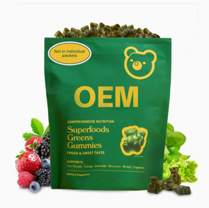 Gummies Multivitaminées Super Greens Naturelles Saveur Épices & Herbes Sachet <span class=keywords><strong>de</strong></span> 28 Unités Végétaliennes Sans Sucre Personnalisation OEM Disponible - Product Image 1