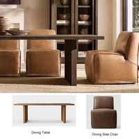 Ensemble de table à manger convertible TrustHome moderne en chêne et cuir écologique, 7 pièces, avec chaises à dossier plein