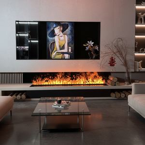 אח מדומה תלת מימדי לארון טלוויזיה - עיצוב דק, להבות LED מתכווננות, שליטה חכמה באמצעות אפליקציה, התקנה קלה עם חיבור לחשמל - Product Image 1