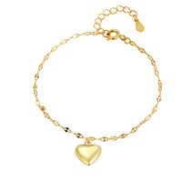 Juego de Joyería de Moda al por Mayor de Acero Inoxidable con Baño de Oro de 18K, Collar con Colgante de Corazón, Aretes y Pulsera para Mujer