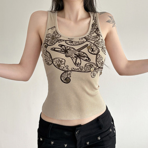 Top Corto sin Mangas con Estampado Gráfico para Mujer, Estilo Y2K, Informal - Product Image 4