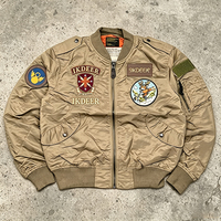 Blouson aviateur personnalisé pour homme, avec patchs brodés, coupe-vent, chaud, pour l'hiver