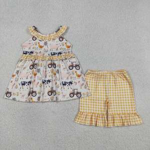 ชุดนอนเด็กผู้หญิงขายส่ง น่ารัก ลายดอกไม้ โบว์น่ารัก เสื้อครอป ผ้าสแปนเด็กซ์/โพลีเอสเตอร์ เป็นมิตรกับสิ่งแวดล้อม - Product Image 6