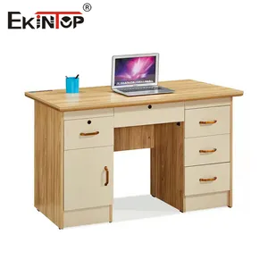 Ekintop Office Computer Desk Office Furniture Manufacture Simple Wooden Table Office Desk 4 Drawers Studying Table For Adult