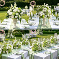 Boule de fleurs artificielles en soie personnalisée de 40 cm à 70 cm, grandes compositions florales, centre de table de mariage, décoration, roses blanches et vertes