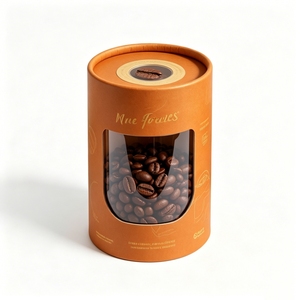Tubo de Papel Kraft Biodegradable de Grado Alimenticio con Diseño Personalizado, Cilindro de Cartón Redondo con Ventana Transparente de PVC para Envasado de Café y Té - Product Image 3