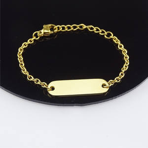 Braccialetto con nome in acciaio inossidabile personalizzato fai-da-te braccialetto per bambini <span class=keywords><strong>adulti</strong></span> con incisione in <span class=keywords><strong>oro</strong></span> reale 18 carati - Product Image 3