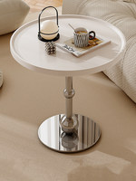 Table basse en verre moderne et créative de luxe léger avec base en acier inoxydable pour petits appartements, balcon, design minimaliste style crème