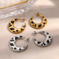 Boucles d'oreilles vintage SUMMLY à imprimé léopard, plaquées or 18 carats, en acier inoxydable, bijoux tendance à imprimé animal