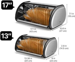 Contenedor de Pan de Cocina de Estilo Clásico de Alta Calidad, Caja de Almacenamiento de Acero Inoxidable con Tapa Abatible y Anillo de Sellado de Silicona que Conserva los Alimentos - Product Image 2