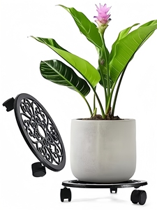 <span class=keywords><strong>Support</strong></span> <span class=keywords><strong>pour</strong></span> pot de fleur en fonte rond mobile <span class=keywords><strong>pour</strong></span> intérieur et extérieur avec 3 roues - Product Image 5