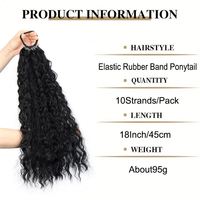 Extensions de queue de cheval en fibre haute température bouclée à la française, 18 pouces, 10 brins, avec bande élastique, sans perte de cheveux, vente en gros