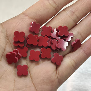 Turquesa sintética de color rojo, piedra suelta de turquesa roja con forma de trébol de cuatro hojas para joyería - Product Image 6