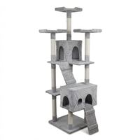 Arbre à chat moderne, écologique et durable en velours doux, avec poteaux à gratter en sisal naturel, multi-niveaux et en peluche pour