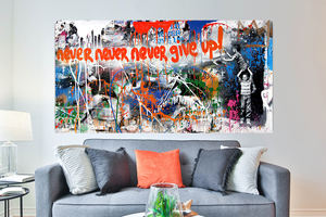Pop Art Banksy Never Give Up Boys Graffiti Street Artwork Wall Picture pittura a olio per la decorazione domestica - Product Image 2