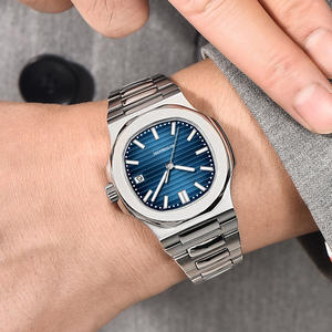 高級スポーツメンズステンレススチール自動機械時計NH35サファイアクリスタルダイヤルヒップホップスタイル中空ケースバック-父の - Product Image 2