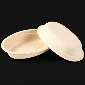Salad Food Packing Microwave Safe 1000ml Disposable Bagasse Food Container with Lid Takeaway Food Packaging <b>Box</b> - Product Image 2
