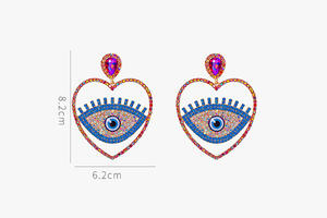 Pendientes con forma de corazón para fiesta de Navidad, 3 colores, azul, verde, marrón, cristal, diamante, europeo y americano - Product Image 6