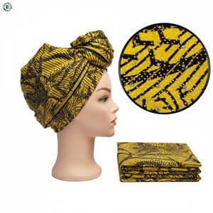 Géométrique Chic Pierre Wax Ankara Tissu Rhinestone-Embelli Jaune Géométrique Batik 100% Coton Durable <span class=keywords><strong>Pagne</strong></span> Tissu Africain - Product Image 1