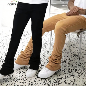 Pantalones de mezclilla ajustados para hombre, estilo lápiz, transpirables, lavado nieve, casuales, con botones, color liso, cintura media, con bolsillos y estampado europeo. - Product Image 3
