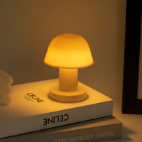 Lampe de nuit LED de style scandinave en forme de champignon, lampe de table portable, décoration d'intérieur, corps blanc, flexible, petite pile bouton