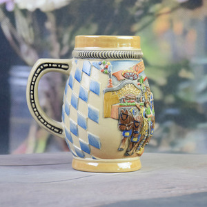 Chope à bière et à vin en porcelaine souvenir de l'Oktoberfest de Munich, Allemagne, 350 ml, écologique, motif calèche en relief, design classique de <span class=keywords><strong>brasserie</strong></span> - Product Image 3